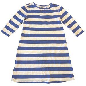 Tyler Boe Blue & White Striped 3/4 Sleeve Cotton Blend Dress XS